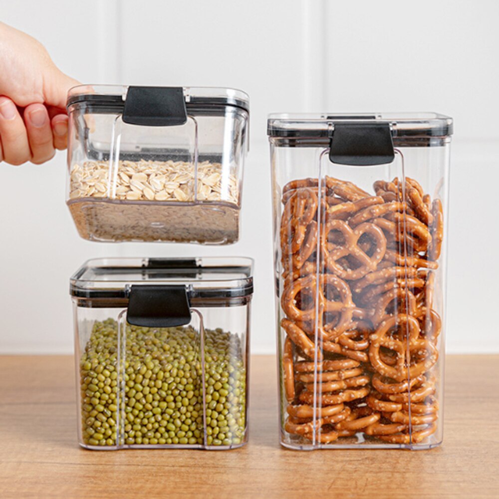 460/700/1300/1800 ML Sealed Cans Food Storage Container Plastic Kitchen Refrigerator Noodle Box Multigrain Storage Tank