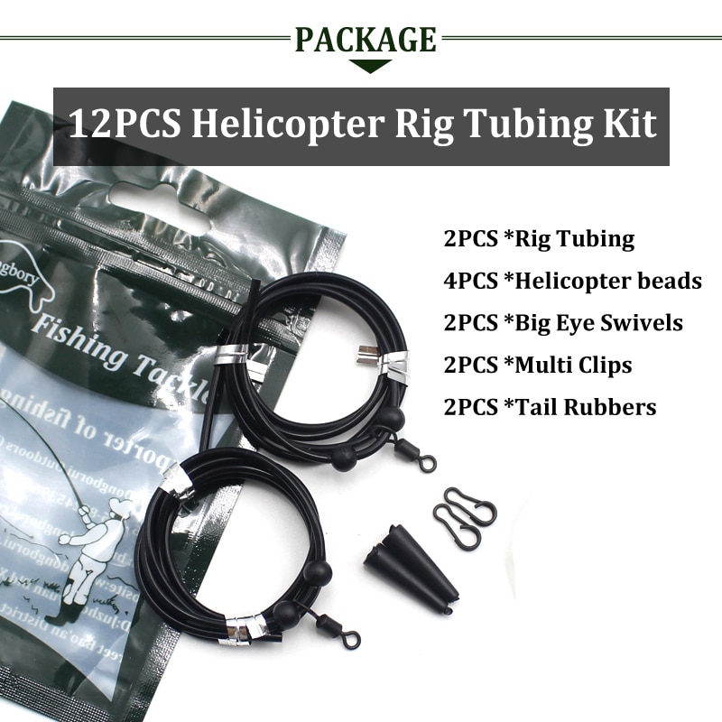 2 sett pre rigget rigg rør til helikopter chod rigg satt opp chod hår rigger stort ødu svingbart karpe fiskeutstyr lenker tilbehør