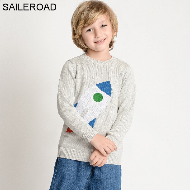 SAILEROAD Rocket garçon pull 2-6 ans hiver hauts pour garçons vêtements pour enfants enfants pour noël pull tricoté: LDFD01Grey / 4T