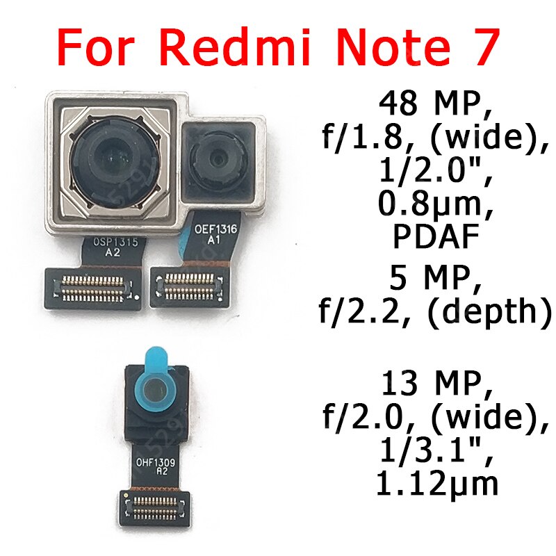 Originele Voor Achter Back Camera Voor Xiaomi Redmi Note 7 Belangrijkste Facing Camera Module Flex Kabel Vervangende Onderdelen