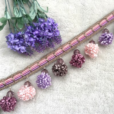 1M Pom Pom Trim Ball Fringe Lint Gordijn Kant Stof Pompom Ballen Kwastje Franjes Trim Kralen Diy Kant Ambachten naaien Accessoires: H