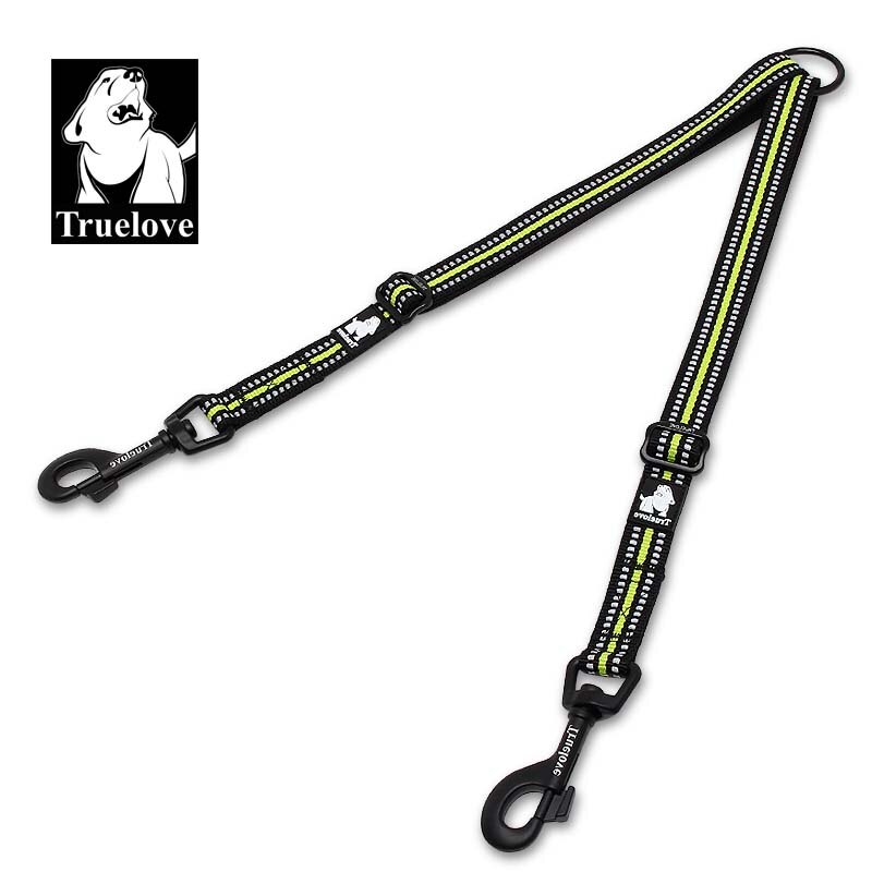 Truelove Reflecterende Verstelbare Dubbele Hondenriem Voor Twee Honden Wirwar Gratis Dubbele Hond Coupler Voor Wandelen En Training Twee Honden: yellow / M 40-60cm Length