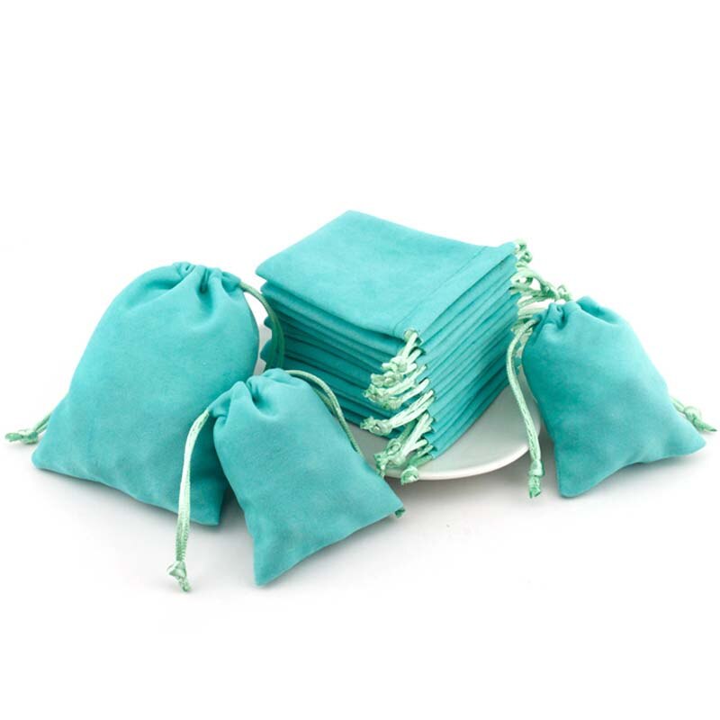 5 Stks/partij Klassieke Blauwe Kleur Sieraden Fluwelen Pakket Tassen 5X7 7X9 12X10Cm Koord opslag Organza Zakjes Verpakking Bags