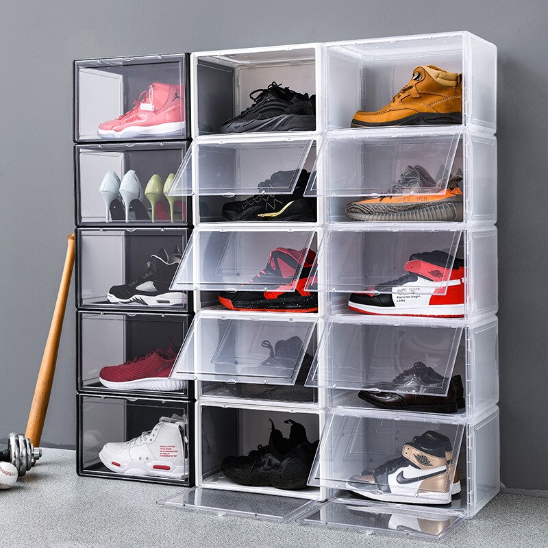 Set up shoe box, clear basketball shoe box, display shoe cabinet, shoe flip box acrylic organizer