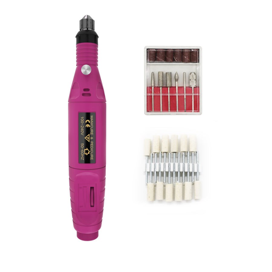 Cccist flere elektriske bore negle bits manicure og pedicure bore negle udstyr cutters til manicure maskine: Lyserød