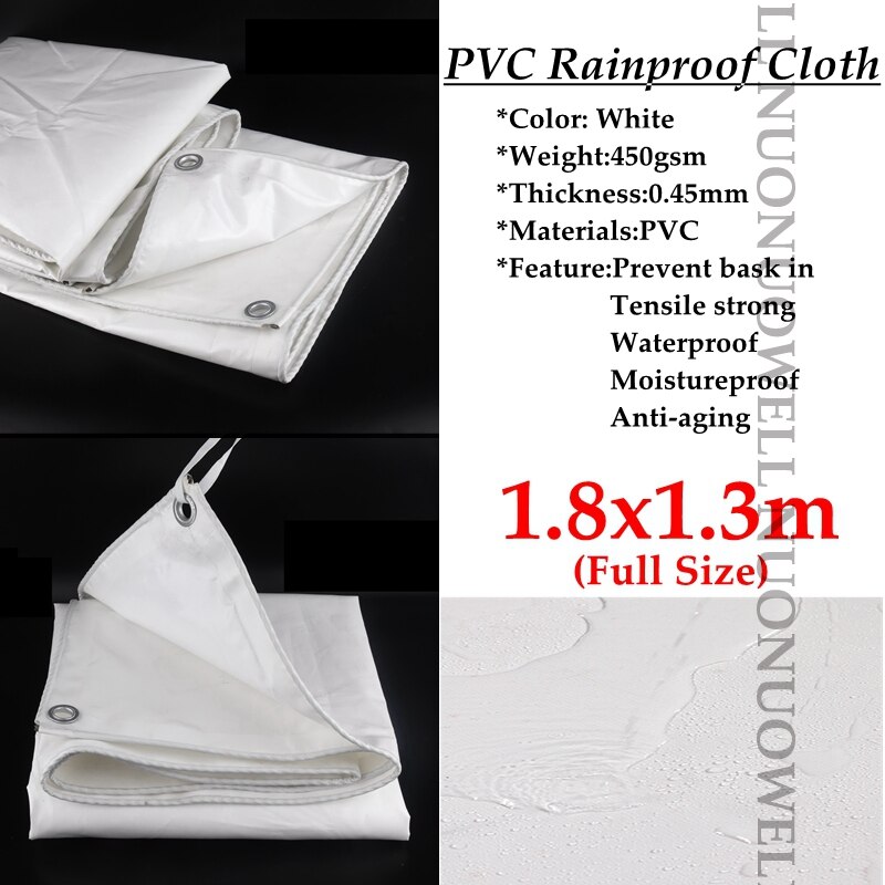 Lona blanca de PVC de 0,45mm de grosor, impermeable, para jardín, patio, impermeable: 1.8x1.3m