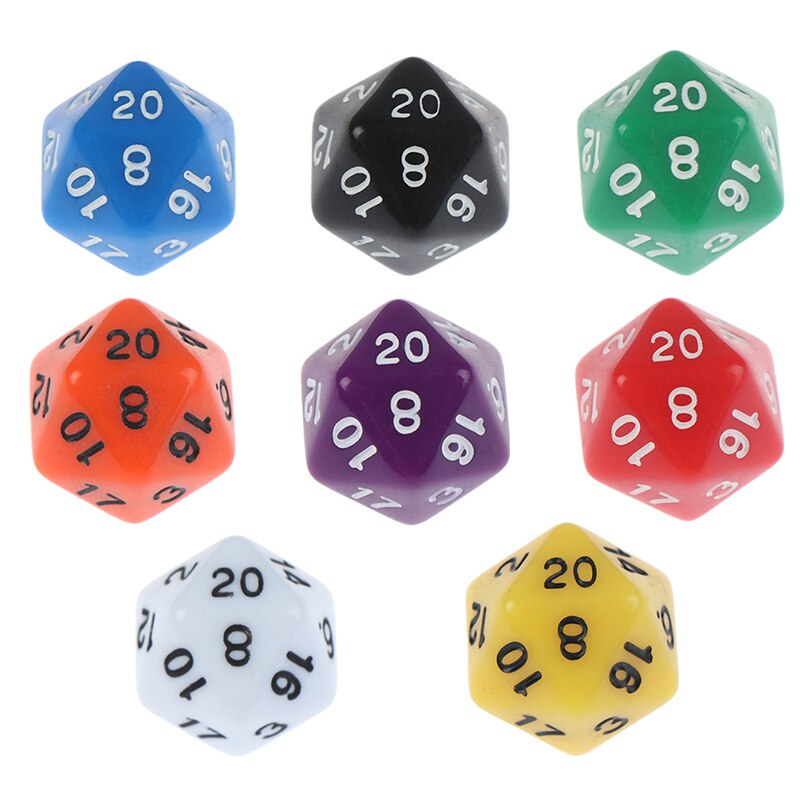 Dados d20 para jogo de tabuleiro, acessório para jogos de tabuleiro e jogos de mesa com 20 cores ricas, 1 peça dados digitais acrílicos,