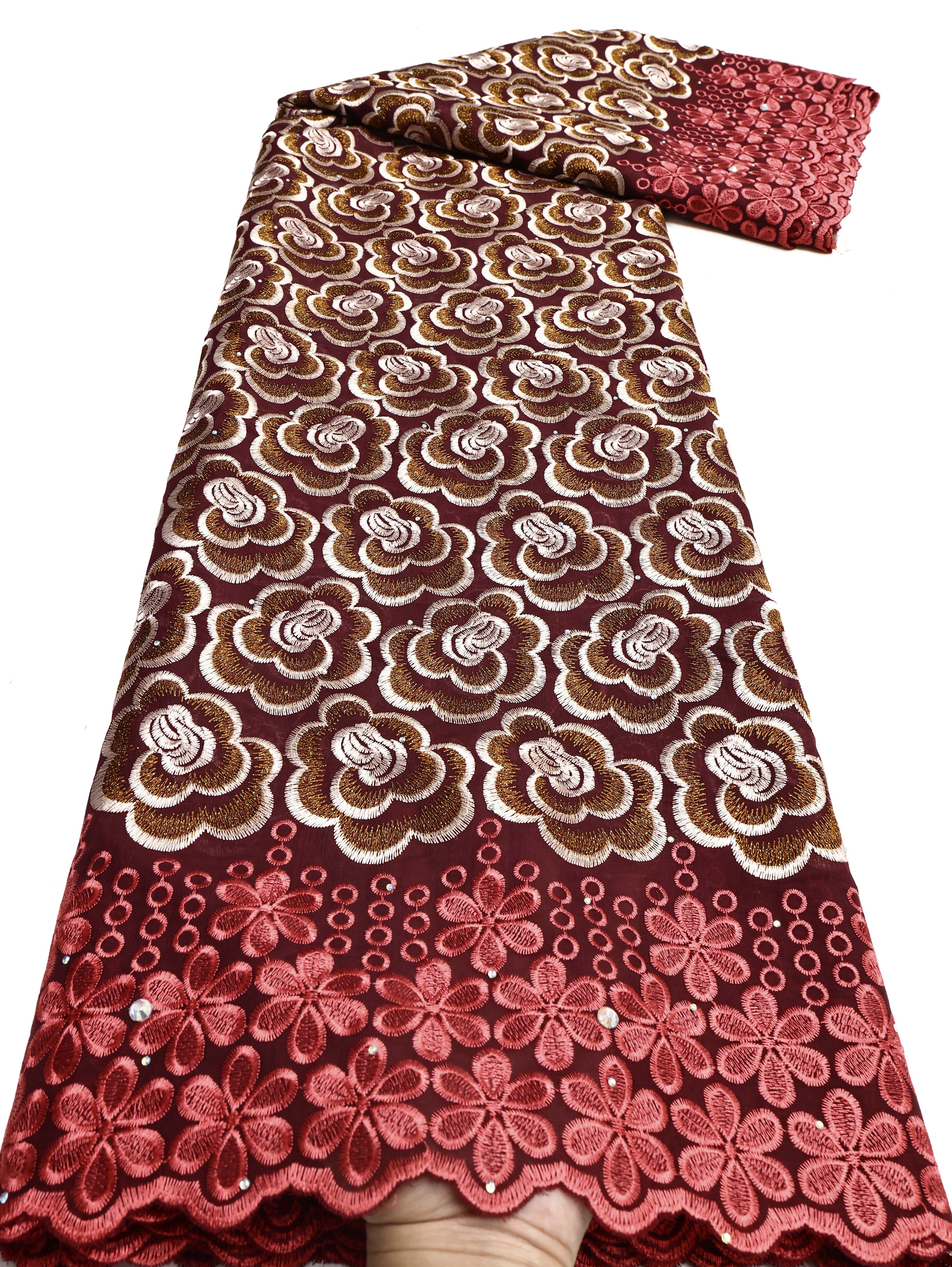 2025 Afrikaanse Nigeriaanse Tule Kant Stof Katoen Damast Guipure Formele Prom Party Gown Dress 5 Yards: Laser Bright