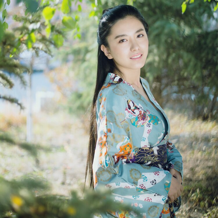 Yukata – Robe de soirée Kimono Vintage pour femmes, tenue de bain avec fleurs Obi, Costume de Cosplay geisha, H9020