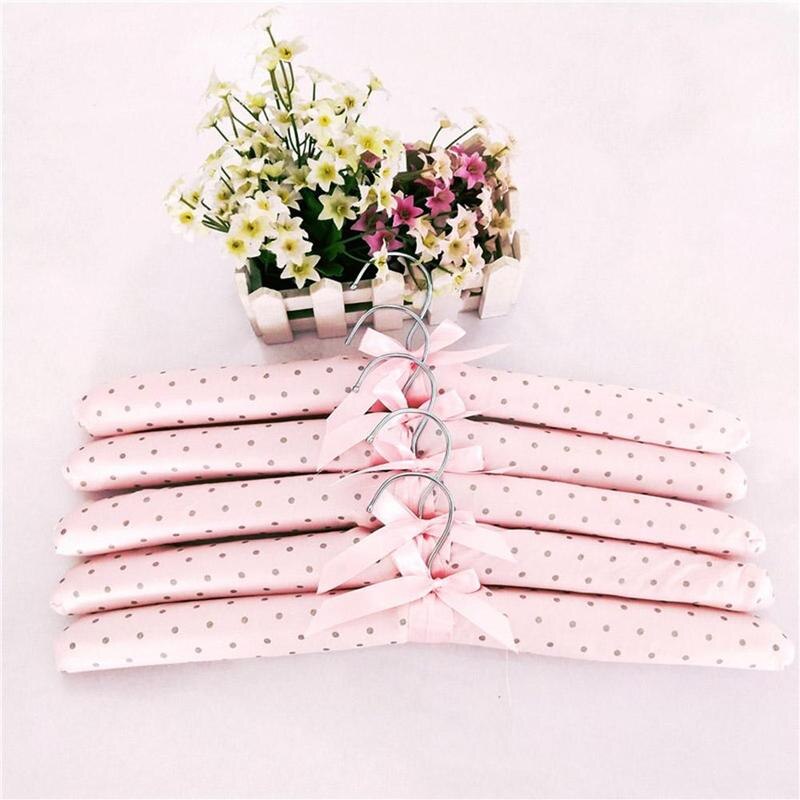 Lot de 5 cintres rembourrés en éponge à fleurs colorées, antidérapants, en satin de coton