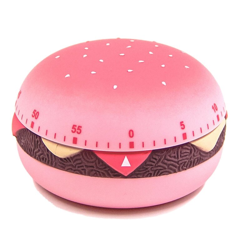 Reminder Alarm Clock Cartoon Cute Burger Shape Digital Timer Kitchen Cooking Countdown Multifunctional: pink