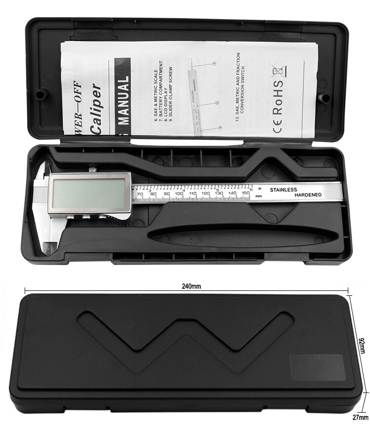 Digital Vernier Caliper Large-screen HD Digital Electronic Caliper 0-150mm Stainless Steel Vernier Caliper Measuring Tool: caliper with box