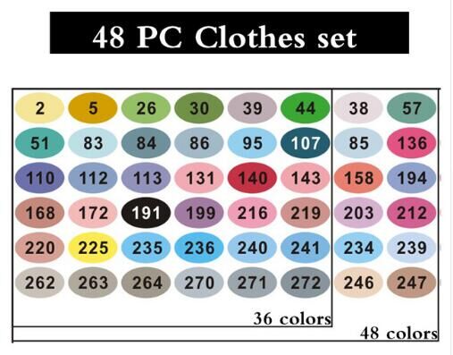 Finecolour-rotuladores de doble base, tinta a base de Alcohol, para bocetos artísticos profesionales, con bolsa, EF100, 240 colores: 48 Clothes set