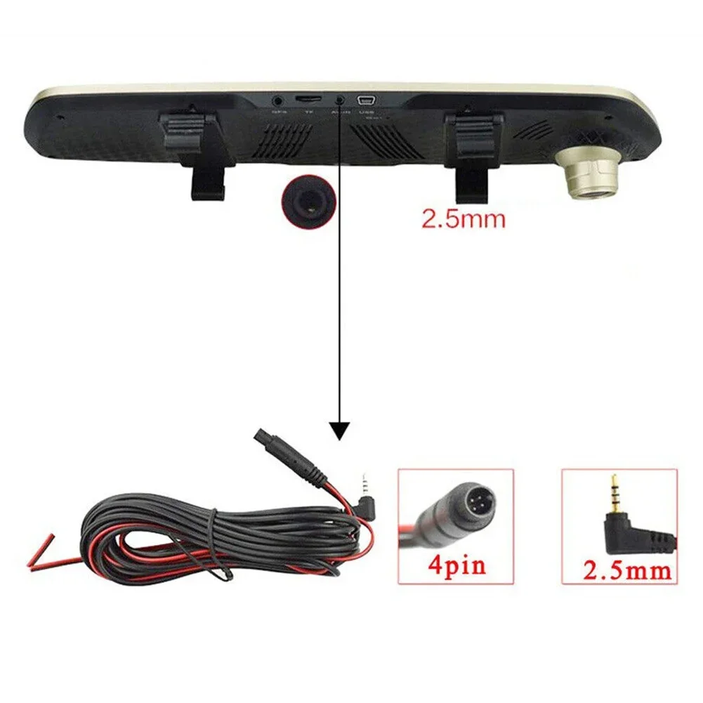 Universal Car DVR Dash Camera Cable 2.5mm 4-Pin 6m Video Extension Cable For Rear View Camera Trucks Campers Trailers And Buse
