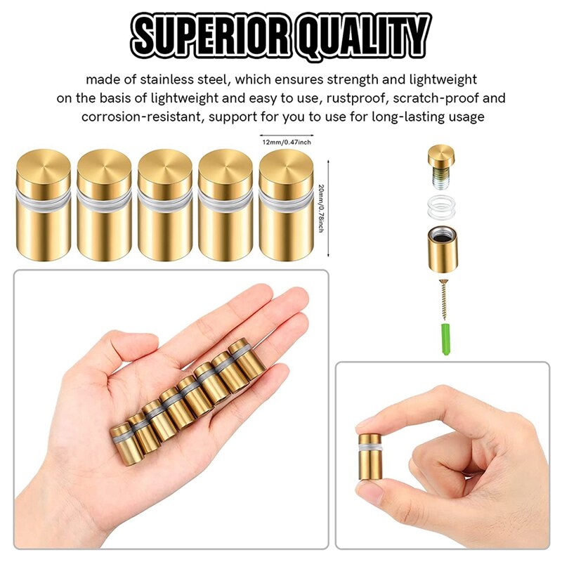 8 Sets Standoff Screws Advertising Nail Standoff Wall Mounting Hardware for Hanging Acrylic Picture Frame