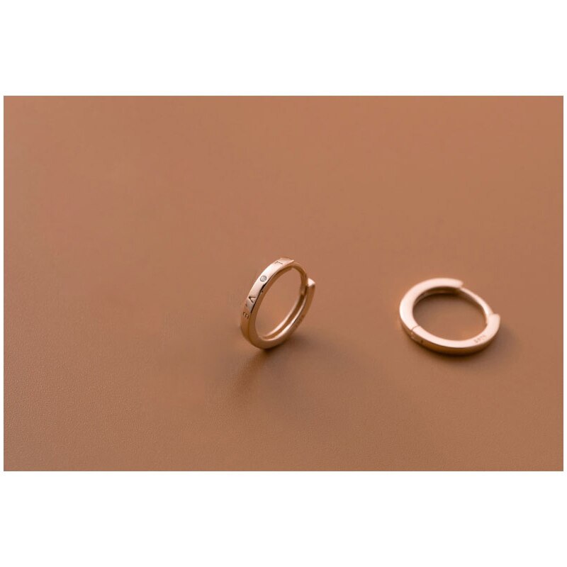 La Monada-pendientes de aro de plata 925 para mujer, joyería aros para mujer, aretes de aro pequeños con letras de plata 925: Gold