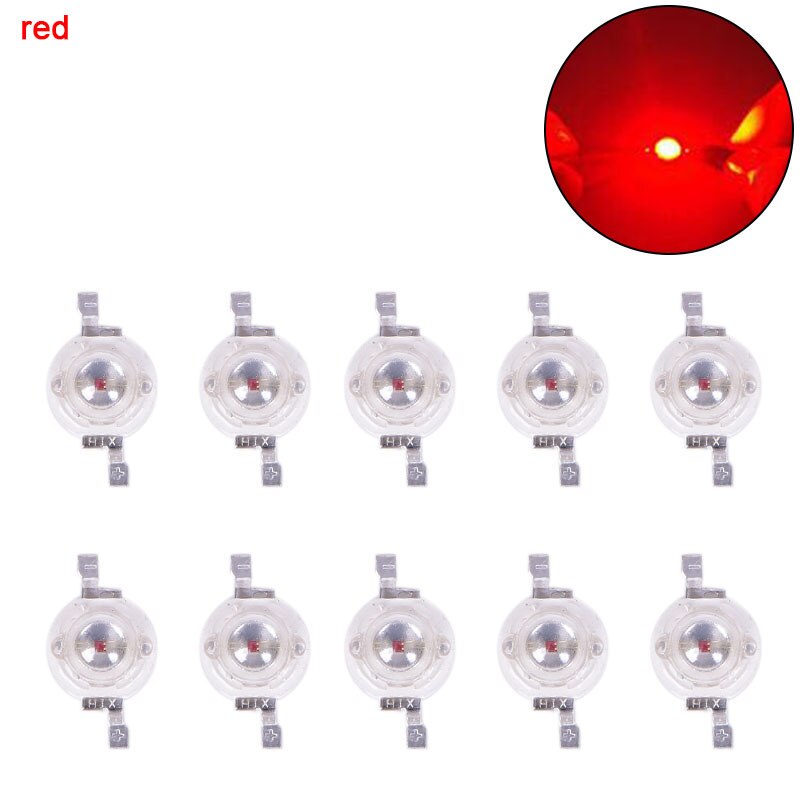 10pcs/lot 1W High-Power LED lamp Bulb Diodes Highlighting Lights Bead HighPower Lamp Beads 1.5cm*0.8cm: red