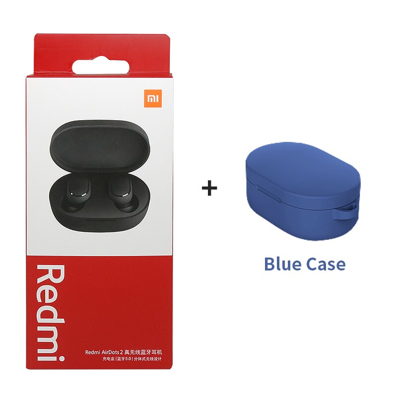 Xiaomi-auriculares inalámbricos Airdots 2 Redmi Airdots S TWS, cascos con Control de voz, Bluetooth 5,0, reducción de ruido y Control táctil: add blue case