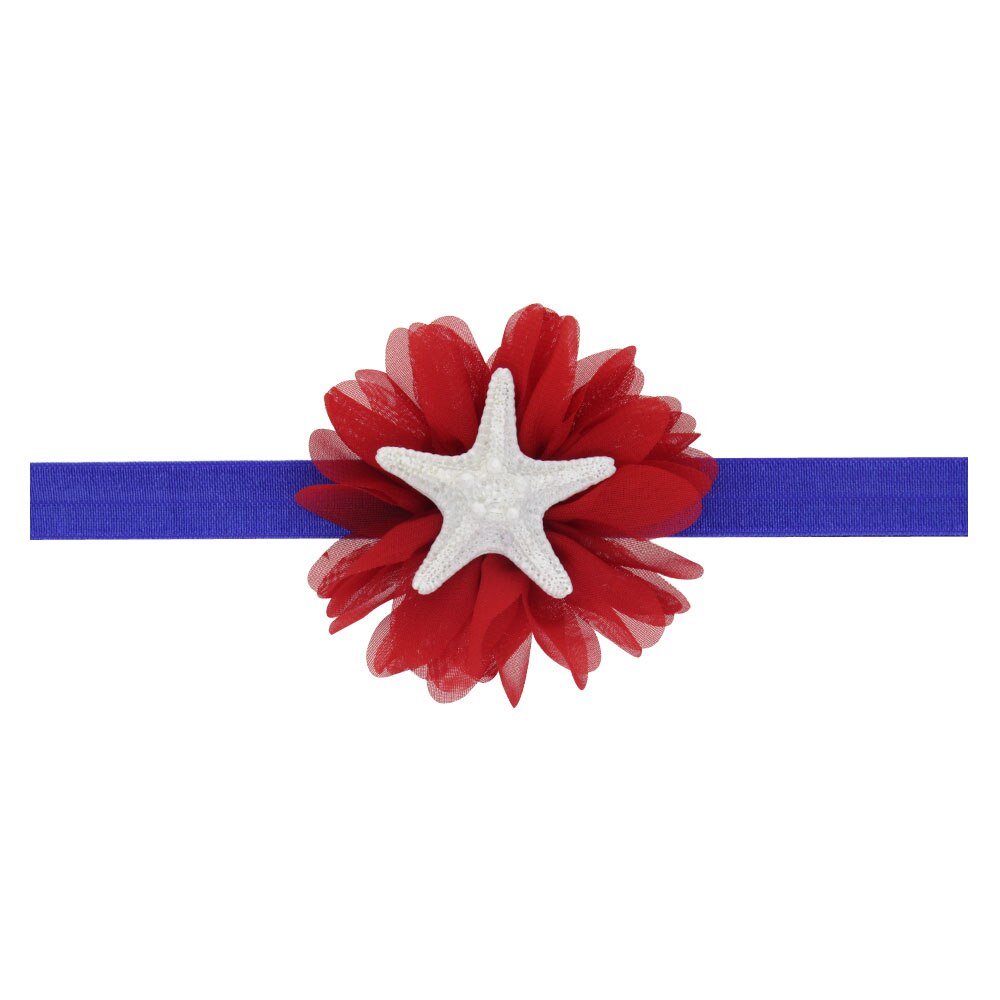Mermaid sea shell flower elastic headband soft baby mermaid headband, Baby toddler headband, under the sea photo prop HB341S: Red