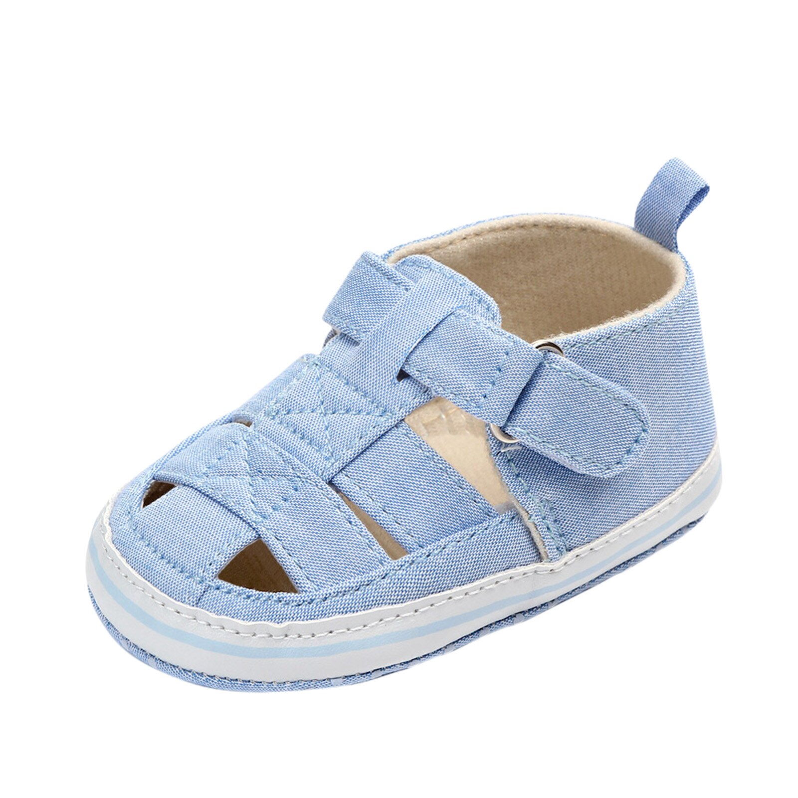 Sandali scarpa First Walker antiscivolo neonato ragazzi bambini bambino estate scarpe da presepe morbide Prewalker sandali traforati antiscivolo: Blue / 13