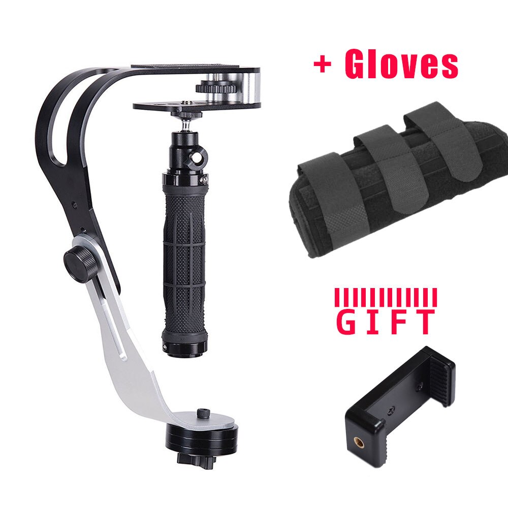 Mini portátil de estabilizador de vídeo de Steadicam para cámara Digital HDSLR DSLR cámara DV teléfono móvil + guantes