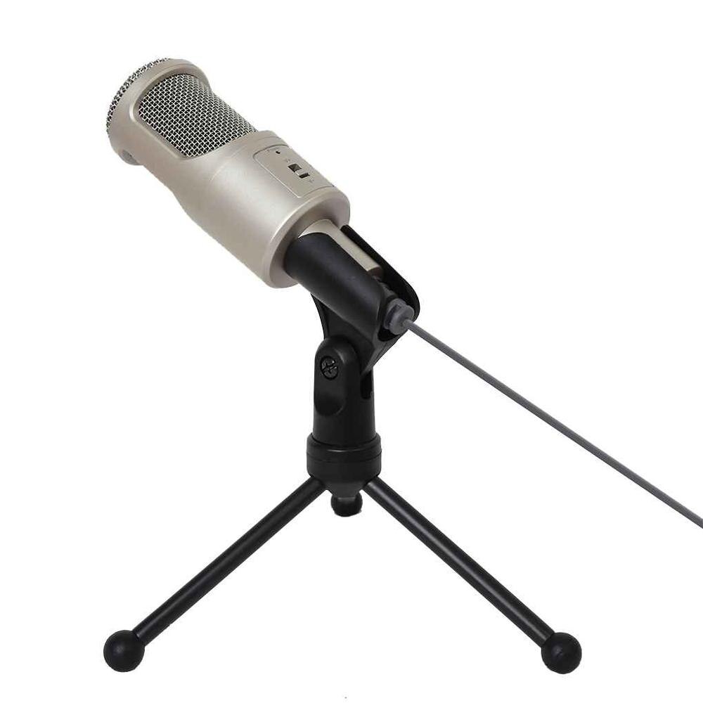 SF-960 Condenser Microphone, 3.5mmUSB Interface Computer Game Singing, Computer Microphone, Computer USB Wired Microphone (Gold)