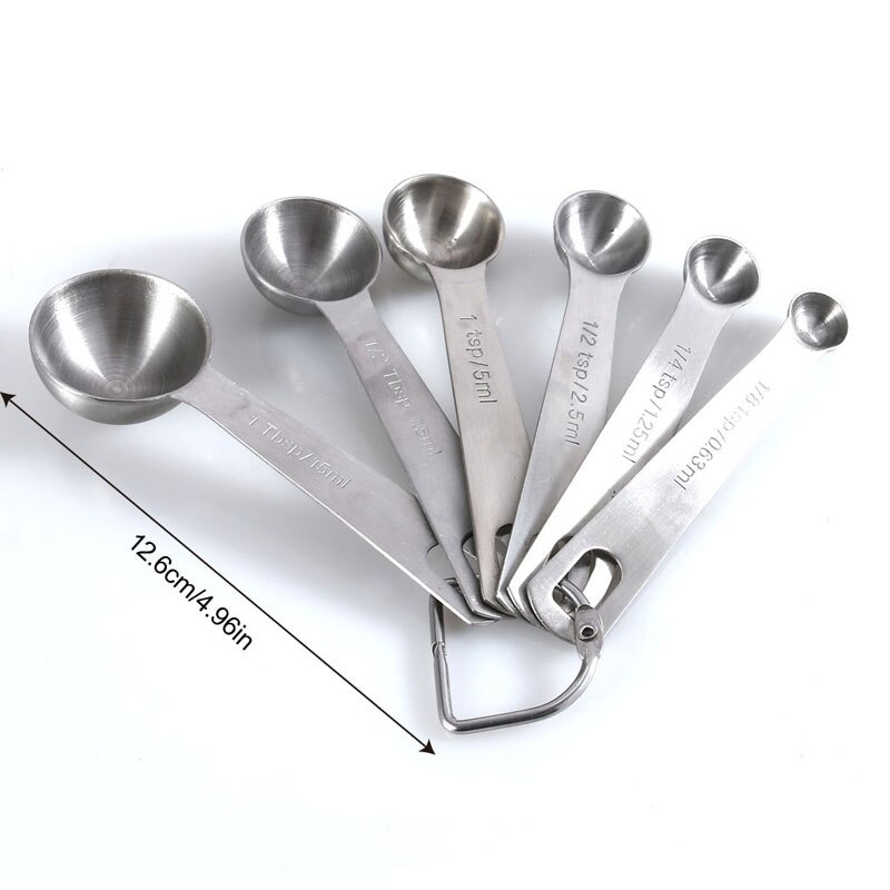 6Pcs/Set Stainless Steel Collapsible Folding Measuring Cup and Spoon Set Folding Measuring Spoons Baking Cooking Tools Set