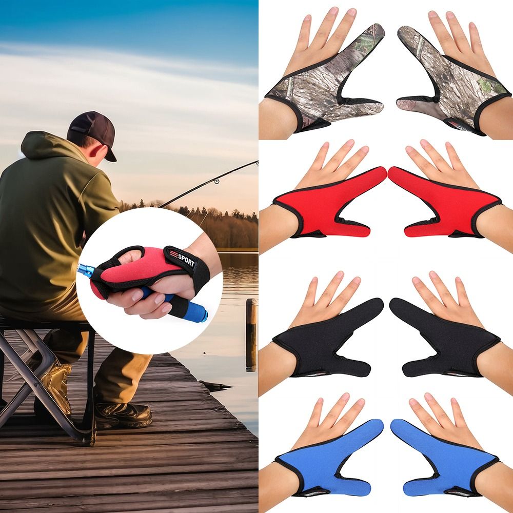 Guantes de pesca antideslizantes y anticortes, manoplas protectoras de 2 dedos, accesorios para aparejos de pesca, guantes de ciclismo, primavera y verano