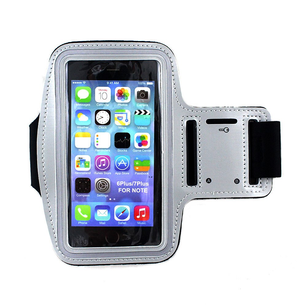 Armband Voor Maat 5.5 ''Inch Sport Mobiele Telefoon Houder Geval Voor Telefoon Op Hand Voor Iphone 6 Plus/6S Plus/7 Plus/7S Plus/8 Plus Case: Silver