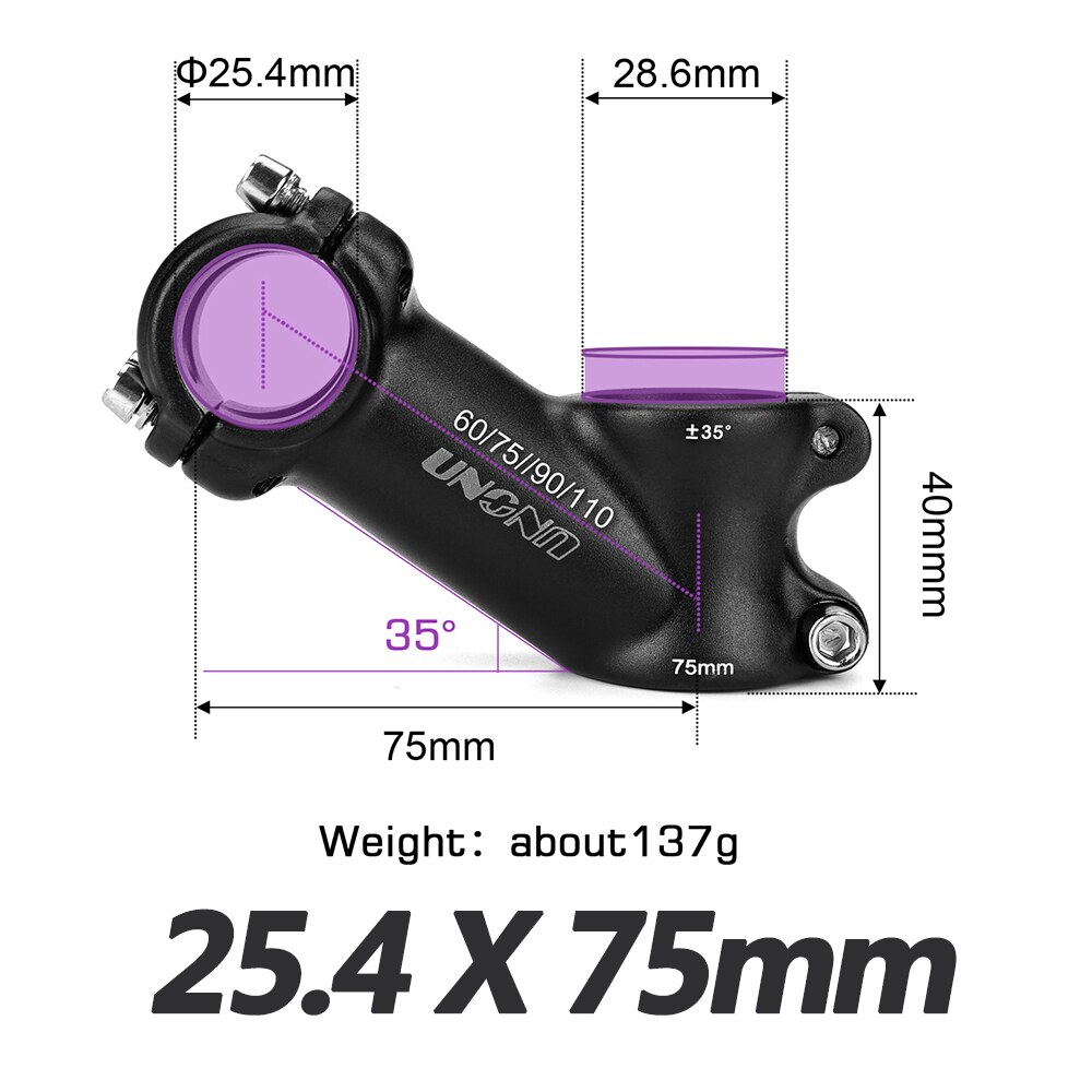 UNO 25,4 mm Vorbau MTB Fahrradlenker Vorbau 7 17 35 Grad Ultraleicht MTB Energie Fahrrad Tisch Berg Straße Fahrradlenker Vorbau: Dunkelgrau