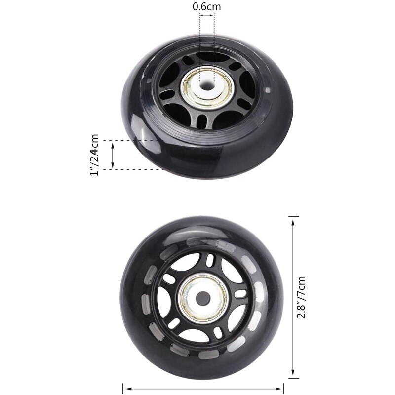 8- pakke inline-skatehjul nybegynderrulleblade udskiftningshjul med lejer rulleskovlehjul 70mm