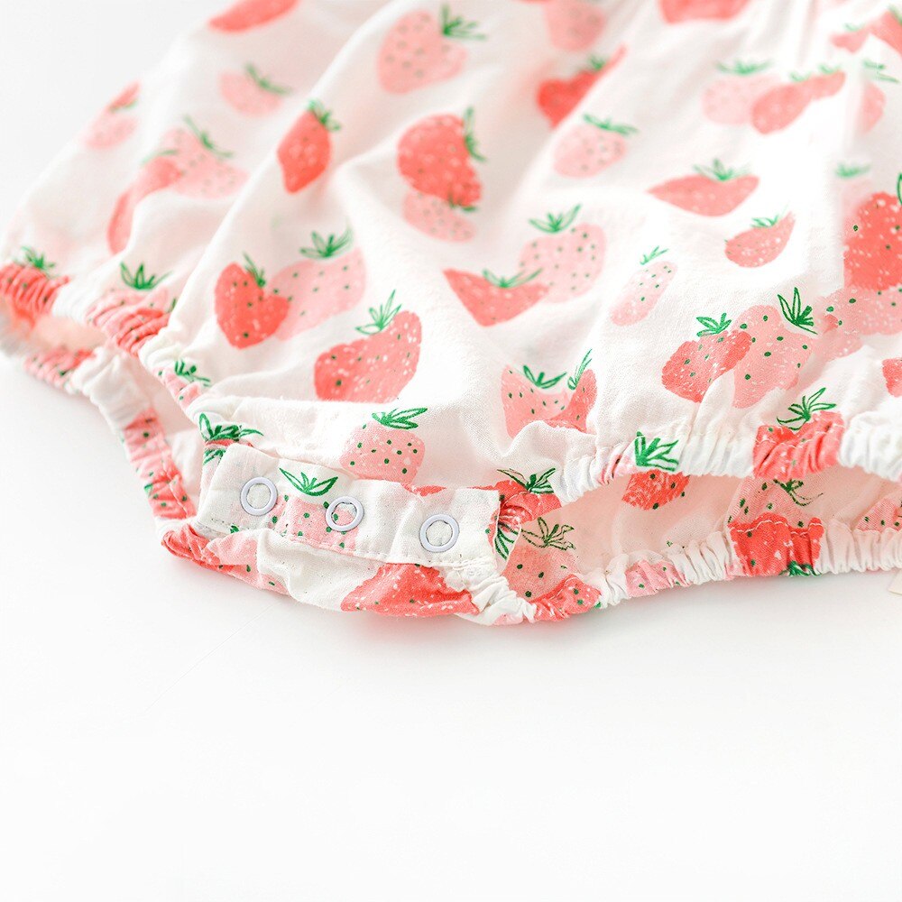 Yg – costume d'été pour enfants, col blanc, imprimé fraise, une pièce, manches courtes, triangle, court,