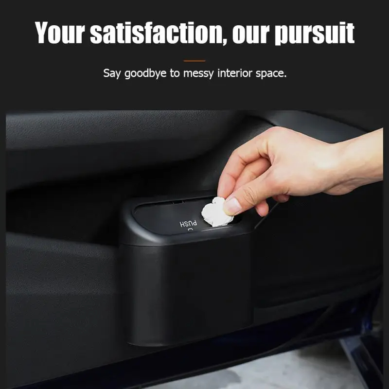EvaluCar-Poubelle à clapet universelle pour véhicule, poubelle à presser carrée, boîte de rangement, poubelle à poussière, ABS noir, 6P