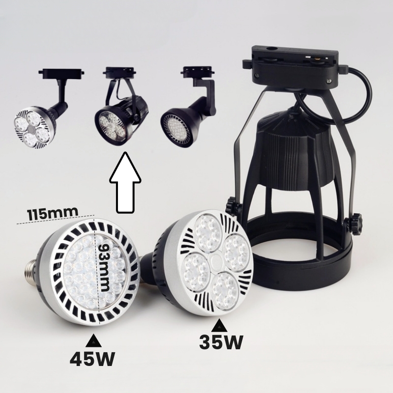 Par30 led e27 base de suporte de luz de pista 2 fios ferroviário lâmpadas de teto titular loja de roupas sala de estar soquete de holofote substituível