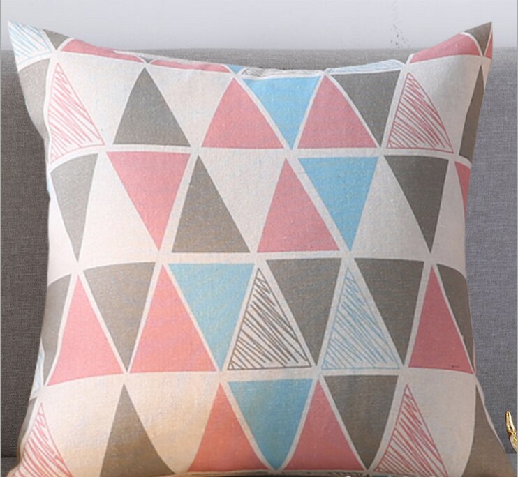 Geometrische katoenen linnen kussenhoes kussensloop banksprei modern kunstpatroon 45*45cm huisdecoratie decoratieve kussensloop: Kleurrijke driehoek