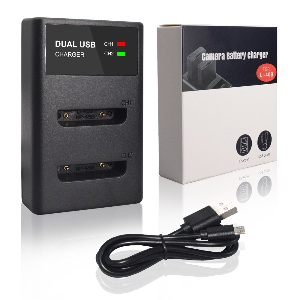 PALO Li-40B Li40B Li 40B Li-42B EN-EL10 ENEL10 NP-45B Camera Battery charger dual slot smart charger with LCD or LED: LED charger