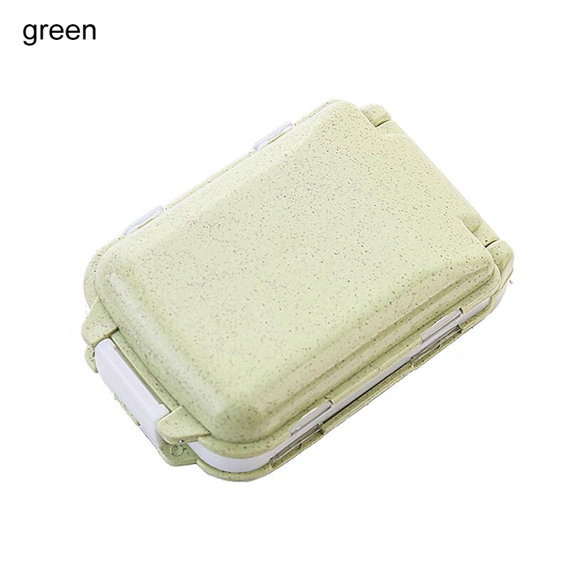 Caja pequeña de paja de , 10x6,5x3,5 cm, respetuoso con el medio ambiente, caja de remedio portátil de tres capas, 1 Uds.: green