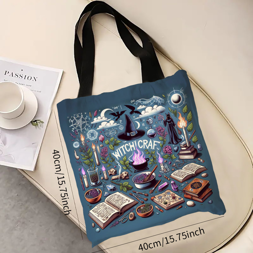 Handtas met hekserijthema Boodschappentas Schattige tassen voor buitenreizen Schoudertassen met grote capaciteit Halloween Magisch cadeau