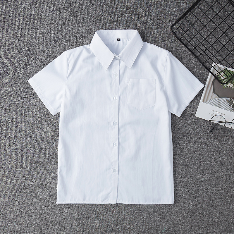 Japansk studerende kortærmet hvid skjorte til piger mellemgymnasium uniformer skolekjole jk uniform top stor størrelse xs -5xl: Hvid / Xxxl
