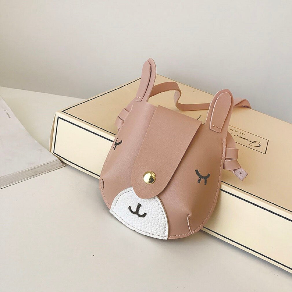 Schattige kindermeisjes mini crossbody tas konijn pu handtas kinder schoudertas mooie portemonnee houders munt portemonnees: Roze