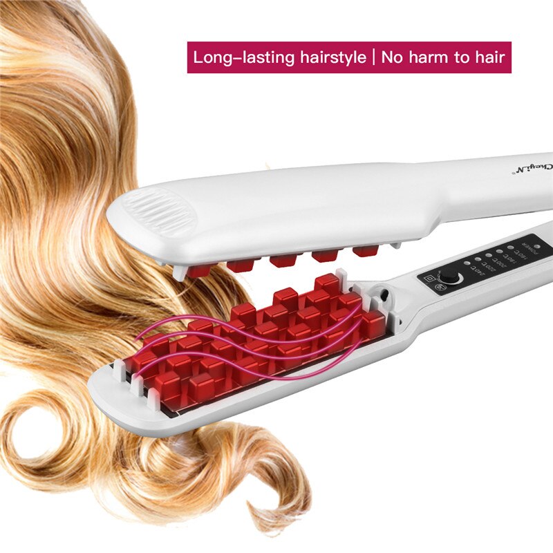 3D Fluffy plancha de pelo rizador de cerámica rizador de pelo Volumizing de hierro plano 5 calor eléctrico alisado del cabello rizado