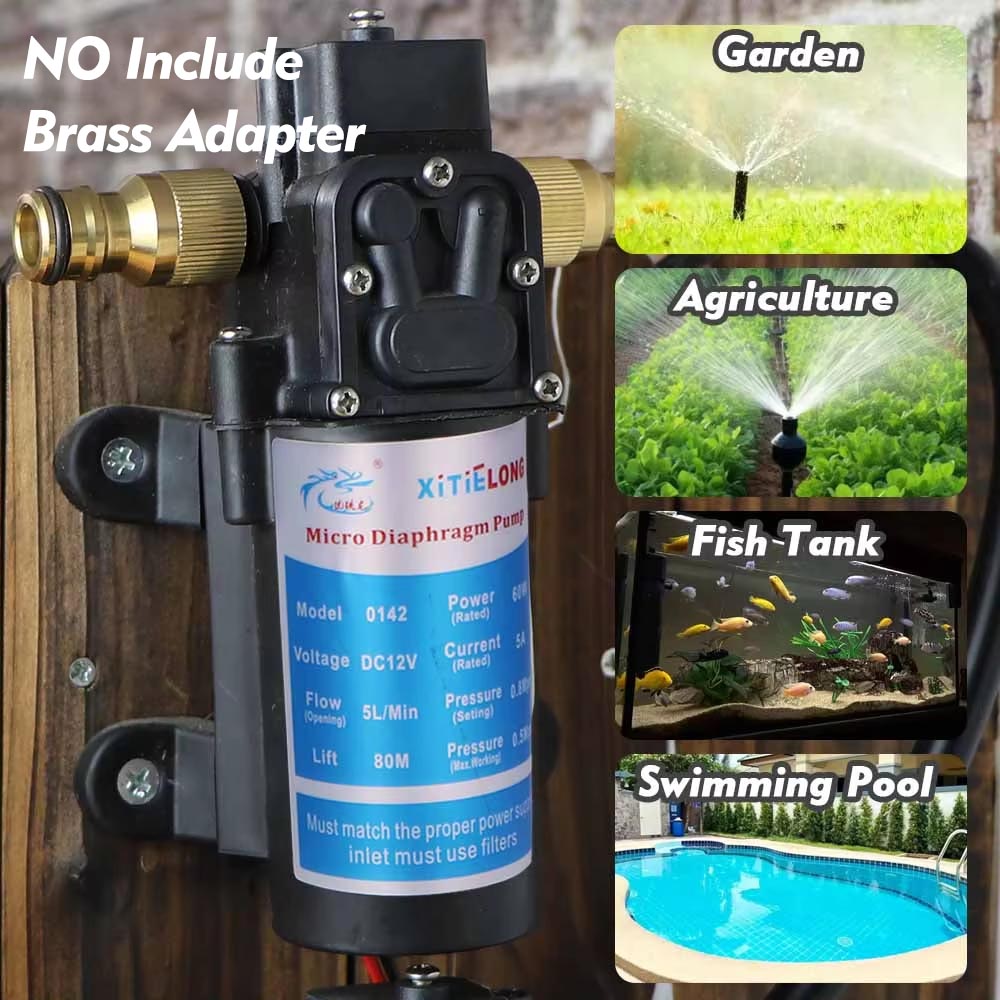 45/60/80/100W Water Pressure Diaphragm Self-priming Pump with 110-240V Power Supply Kit Garden Irrigation Agriculture Watering