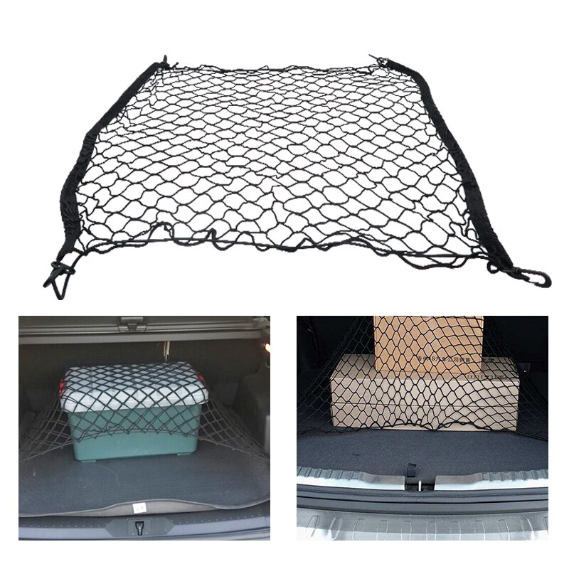 Universal bil bagagerum bagagerum opbevaring organisator nylon elastisk meshnet med 4 plast kroge bil tilbehør