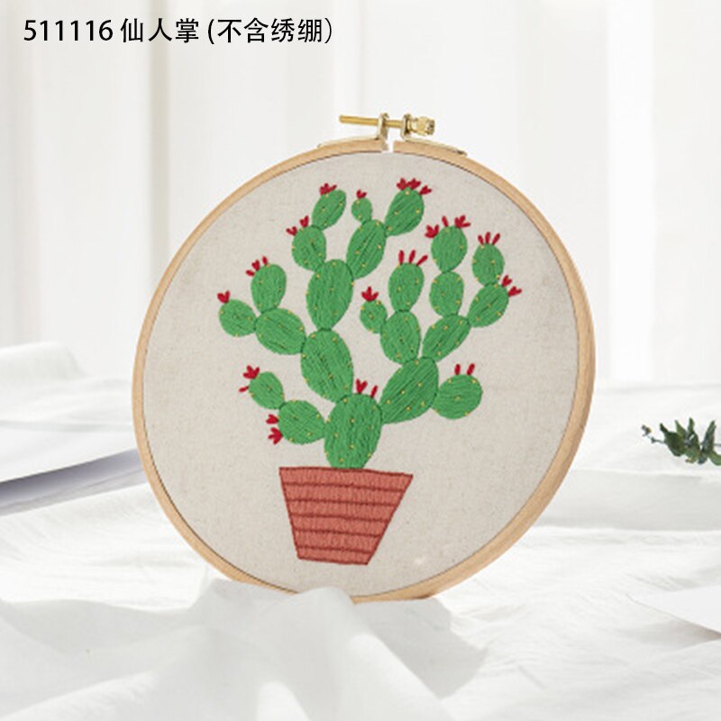 Kit de costura con patrones de plantas, Material de bordado artesanal, marco de bordado de aro, Kits de punto de cruz, pintura colgante hecha a mano, suministros de costura: 511116
