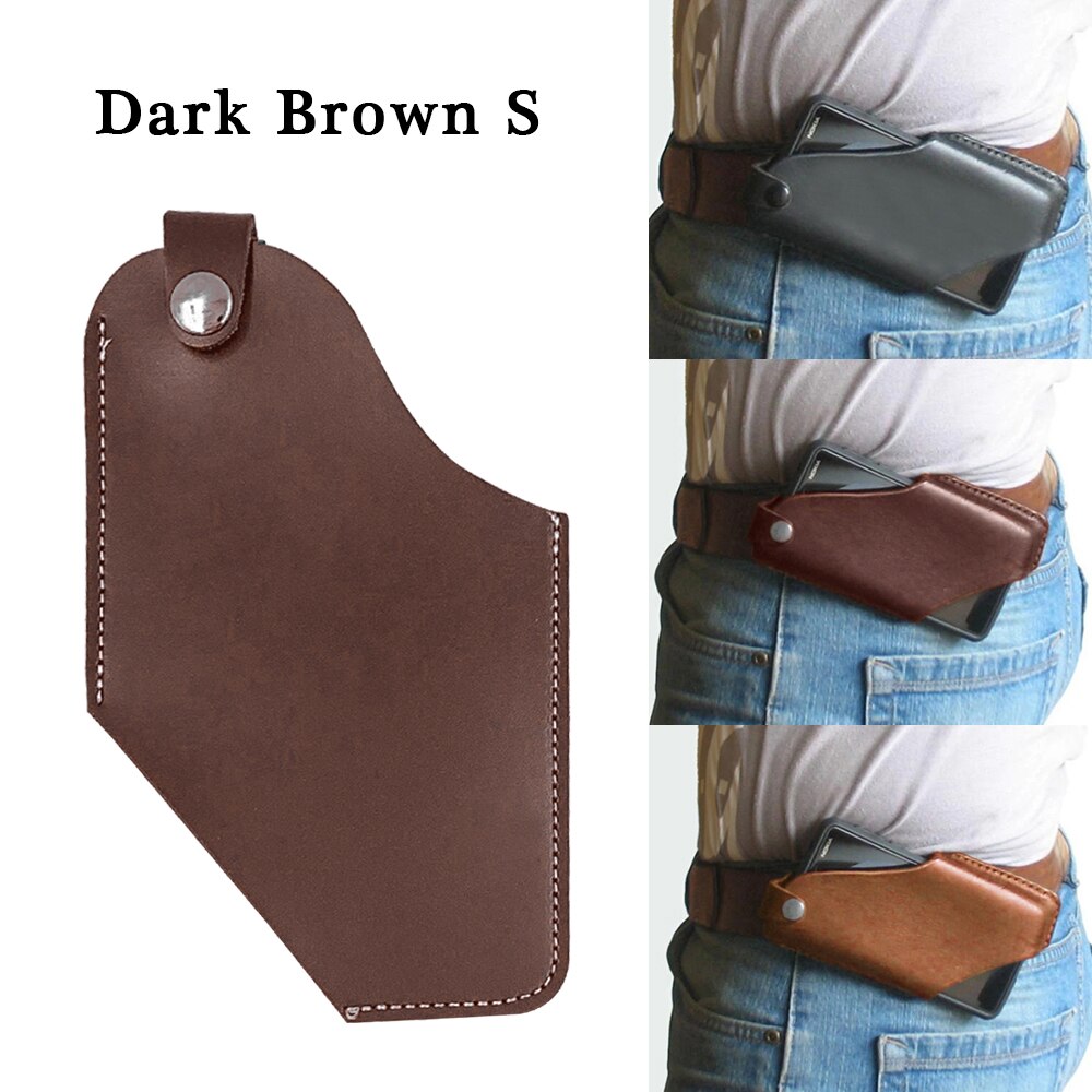 Men Cellphone Loop Holster Case Belt Waist Bag Props PU Leather Purse Phone Wallet Smart Phone Pouch: dark brown-S