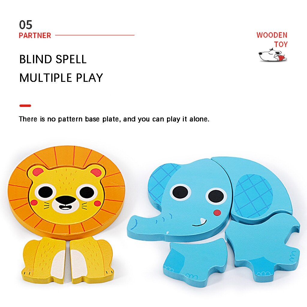 toys for children Wooden Animal Puzzles for Toddlers 1 2 3 Years Old Boys Girls Educational Toy игрушки для детей #G2020