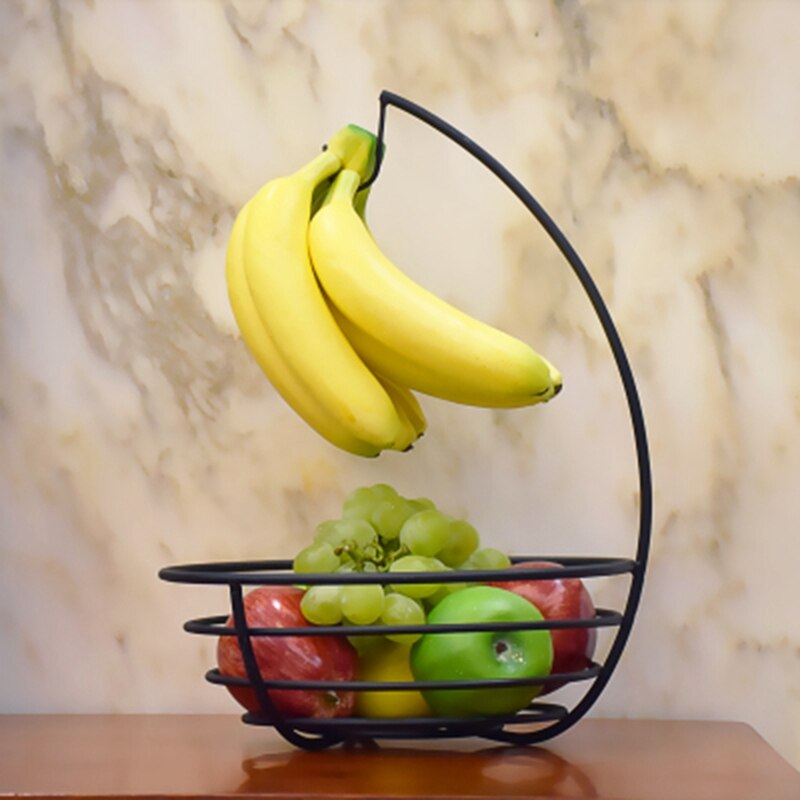 Roestvrije fruitschaal keuken bananenhaak multifunctioneel ijzeren rek opbergmand bureau metalen container groentemand