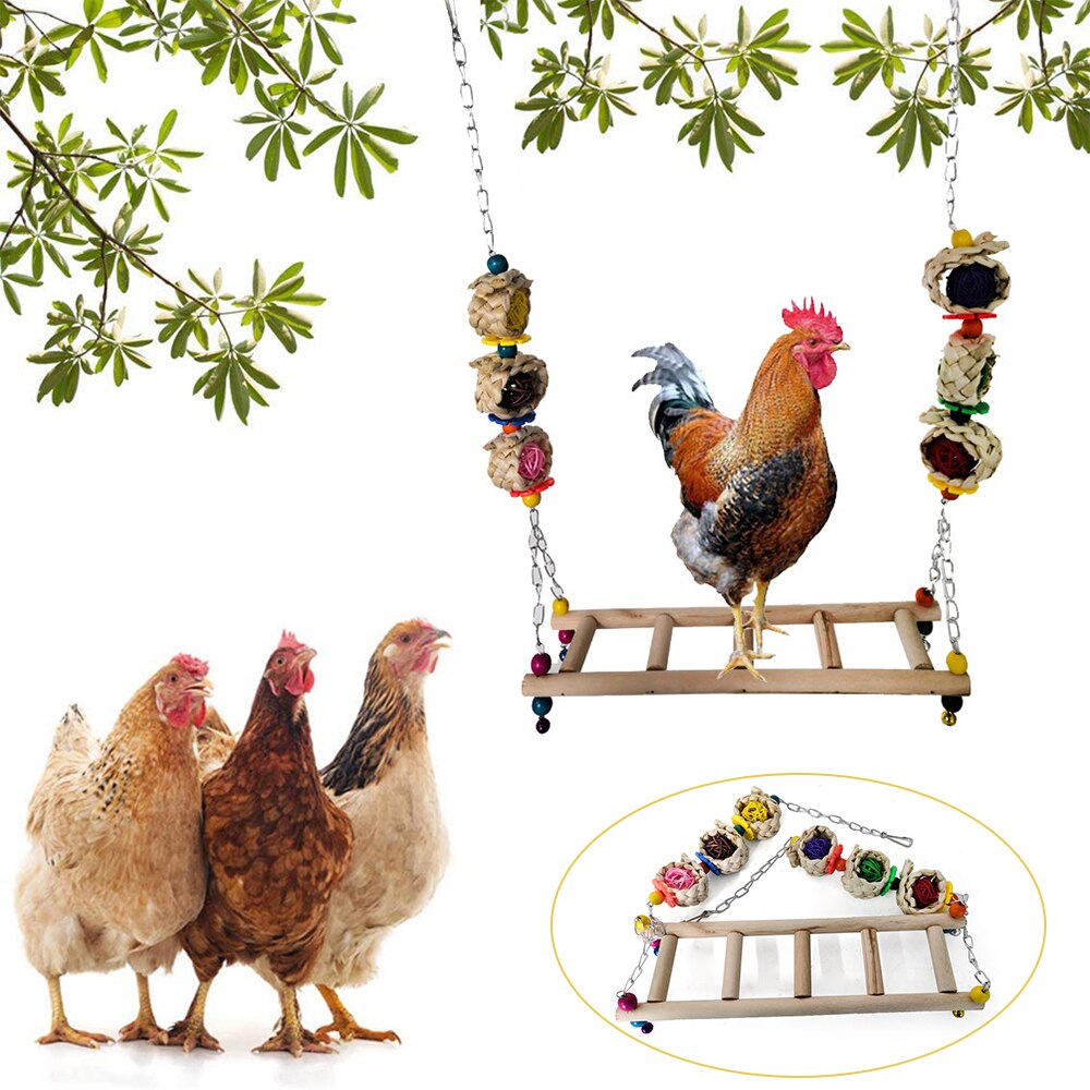 Kyllingesving naturligt frostet træ farverigt legetøj kyllingekop tilbehør kæledyrsforsyninger til papegøjehøns håndlavet fuglesving fugl