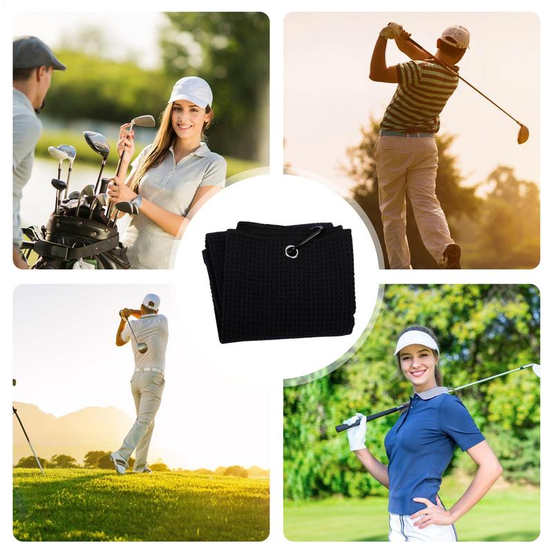 Microfiber golfhanddoek 23,6 x 15,7 inch wafelpatroon golfhanddoek golfers campingstof met karabijnhaak clip snel verwijderen
