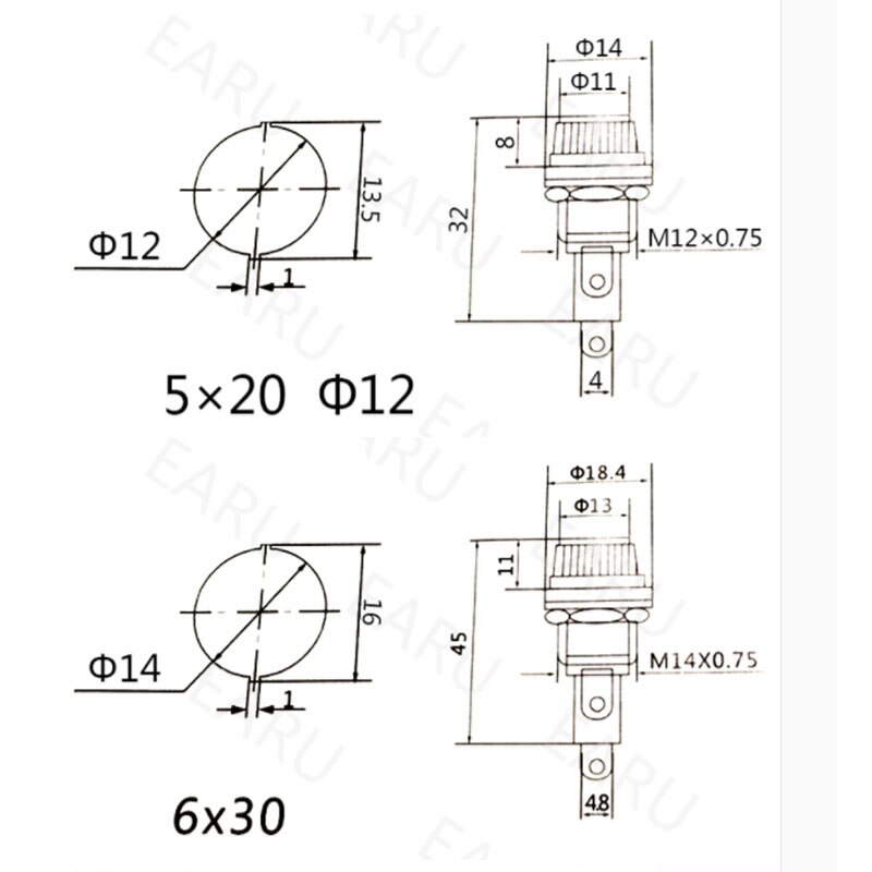 5 stk/parti 5*20 6*30 mm sikringsholdere i glass 5 x 20 6 x 30 forsikringsslange 15a 125 vac , 10a sikringsrør valgfritt